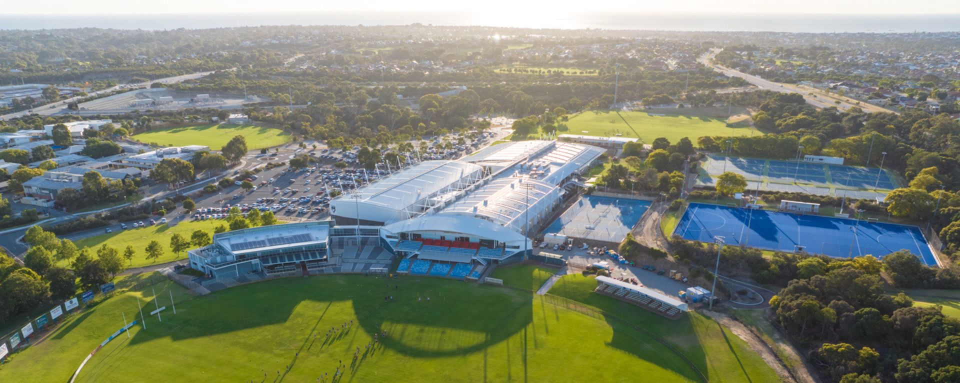 An aerial photo of the Arena Joondalup complex
